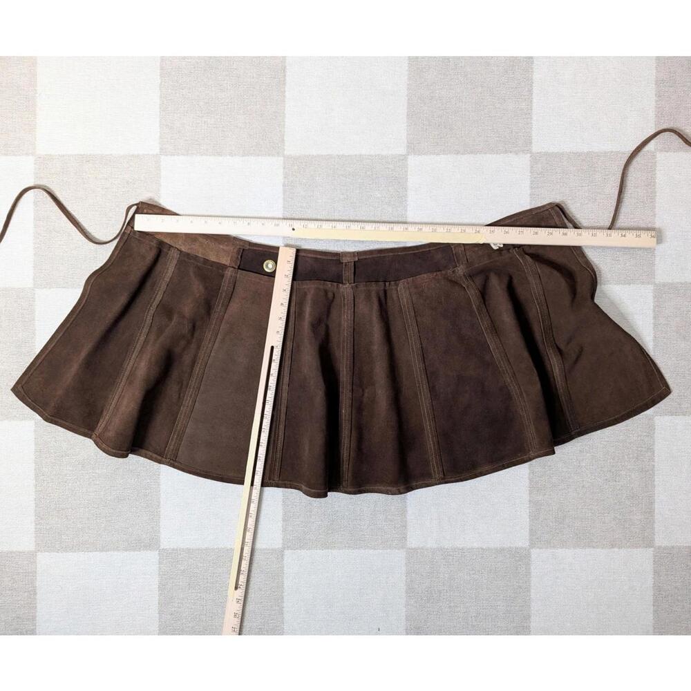 SOLD Vintage 70s chocolate brown suede wrap mini skirt - Picture 5 of 5